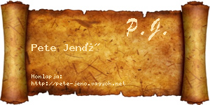 Pete Jenő névjegykártya